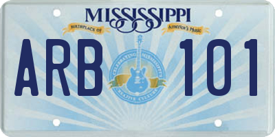 MS license plate ARB101