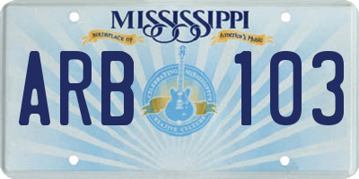 MS license plate ARB103