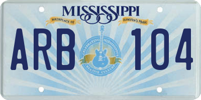 MS license plate ARB104
