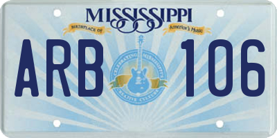 MS license plate ARB106