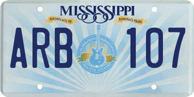 MS license plate ARB107