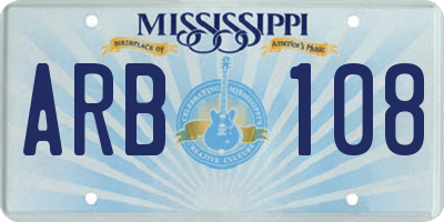 MS license plate ARB108
