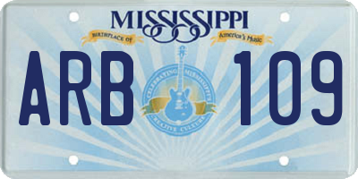 MS license plate ARB109