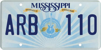 MS license plate ARB110