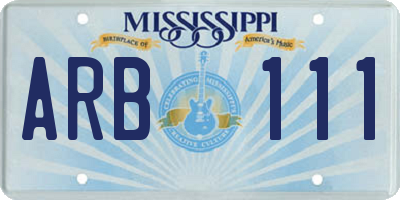 MS license plate ARB111