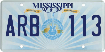 MS license plate ARB113