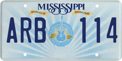 MS license plate ARB114