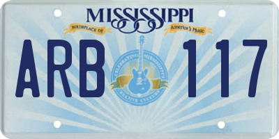MS license plate ARB117