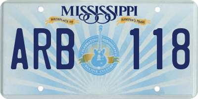 MS license plate ARB118
