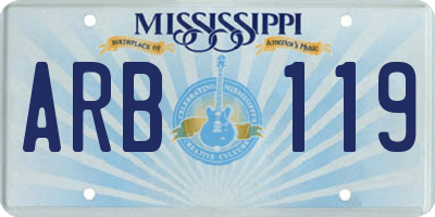 MS license plate ARB119