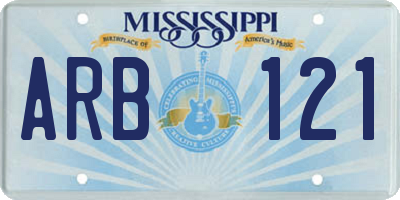 MS license plate ARB121