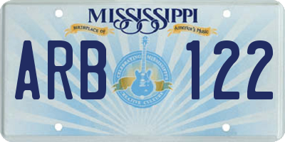 MS license plate ARB122