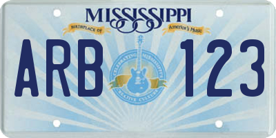 MS license plate ARB123