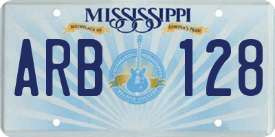 MS license plate ARB128