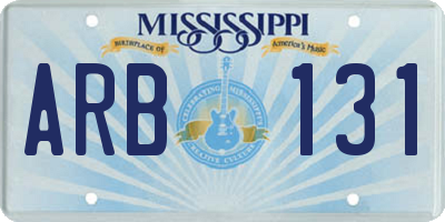 MS license plate ARB131