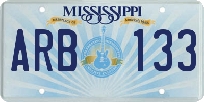MS license plate ARB133