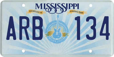MS license plate ARB134