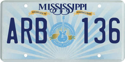 MS license plate ARB136