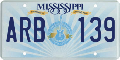 MS license plate ARB139
