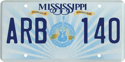 MS license plate ARB140