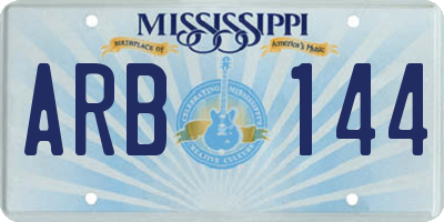 MS license plate ARB144