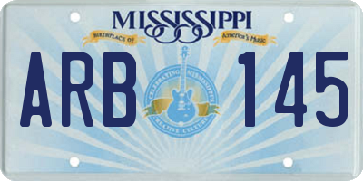 MS license plate ARB145