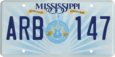 MS license plate ARB147