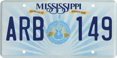 MS license plate ARB149