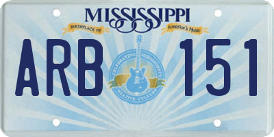 MS license plate ARB151