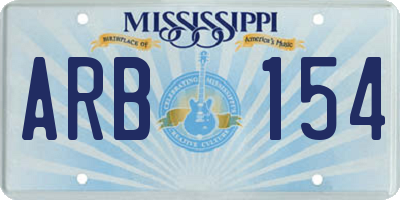 MS license plate ARB154