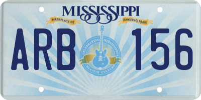MS license plate ARB156