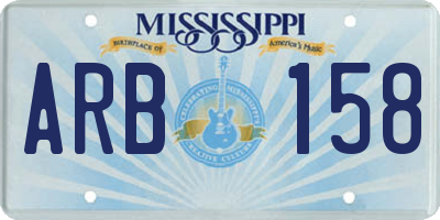 MS license plate ARB158