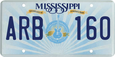 MS license plate ARB160