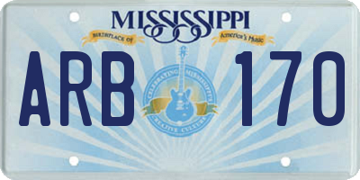 MS license plate ARB170