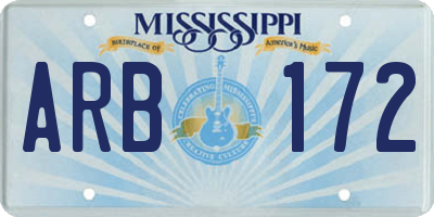 MS license plate ARB172