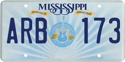 MS license plate ARB173