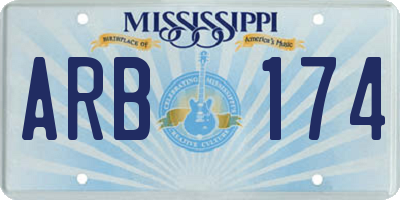 MS license plate ARB174