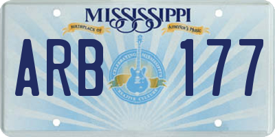 MS license plate ARB177