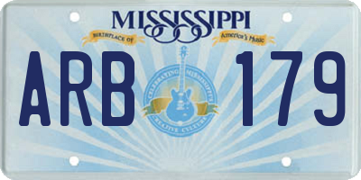 MS license plate ARB179