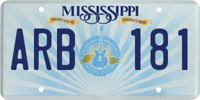 MS license plate ARB181