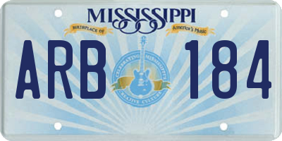 MS license plate ARB184