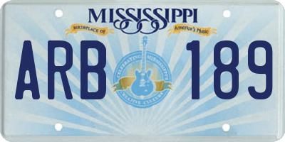 MS license plate ARB189