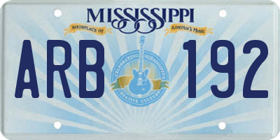 MS license plate ARB192