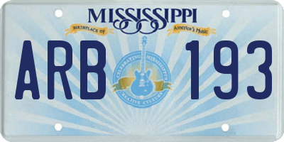 MS license plate ARB193