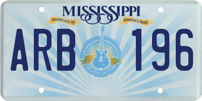 MS license plate ARB196