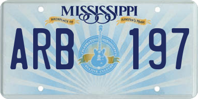 MS license plate ARB197