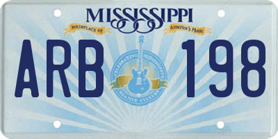 MS license plate ARB198