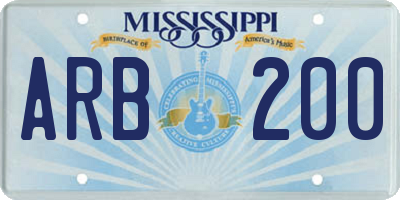 MS license plate ARB200