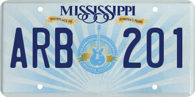 MS license plate ARB201