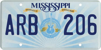 MS license plate ARB206